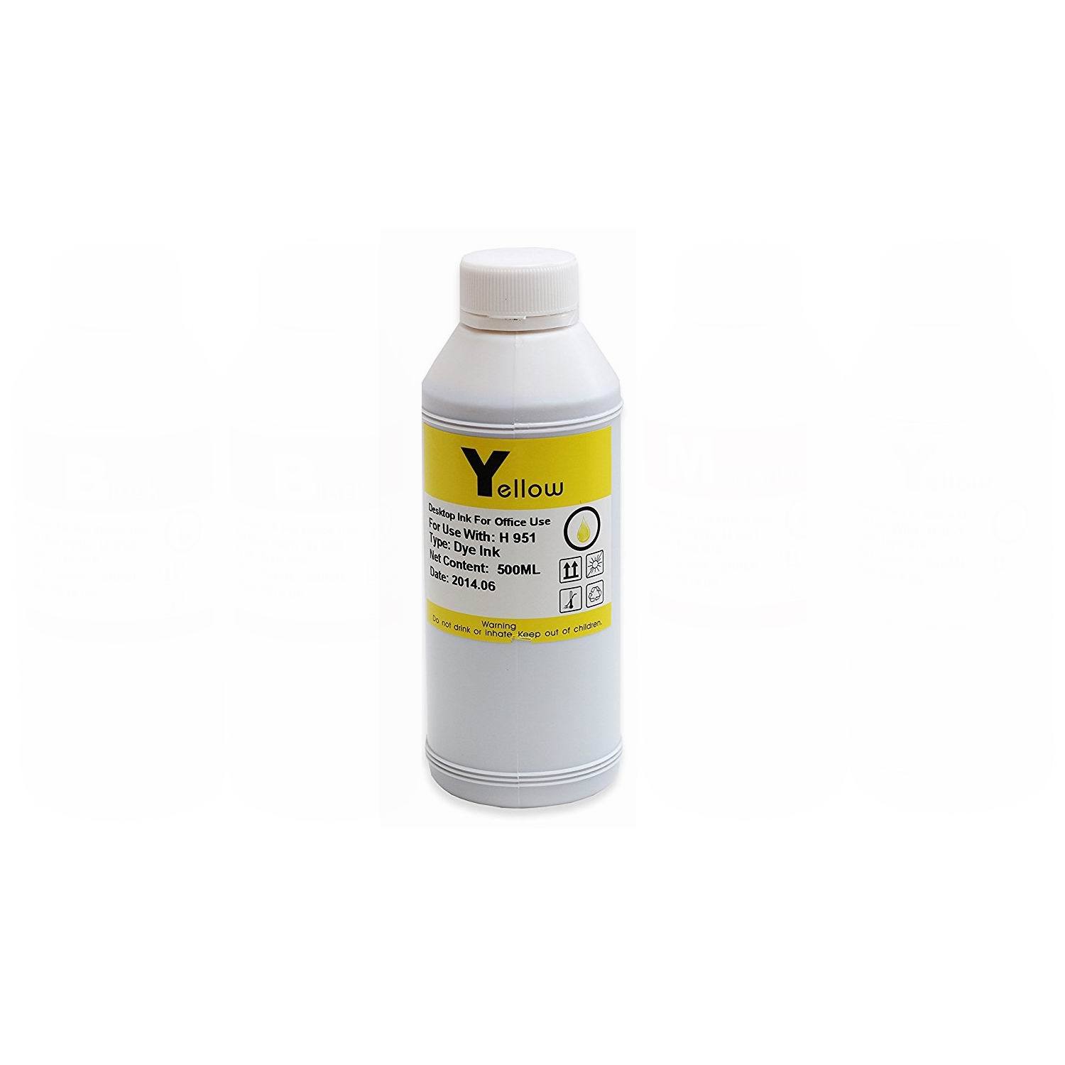 Yellow Bulk Refill Ink 500 ml Bottle Dye Color for All Inkjet Printer Cartridge