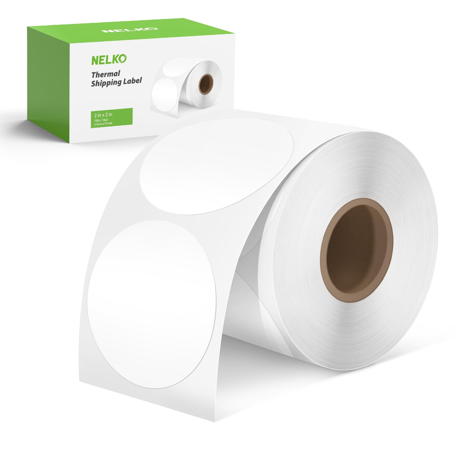 Nelko 2x2 White Thermal Label Roll 750 Labels Compatible with PL70E Printer