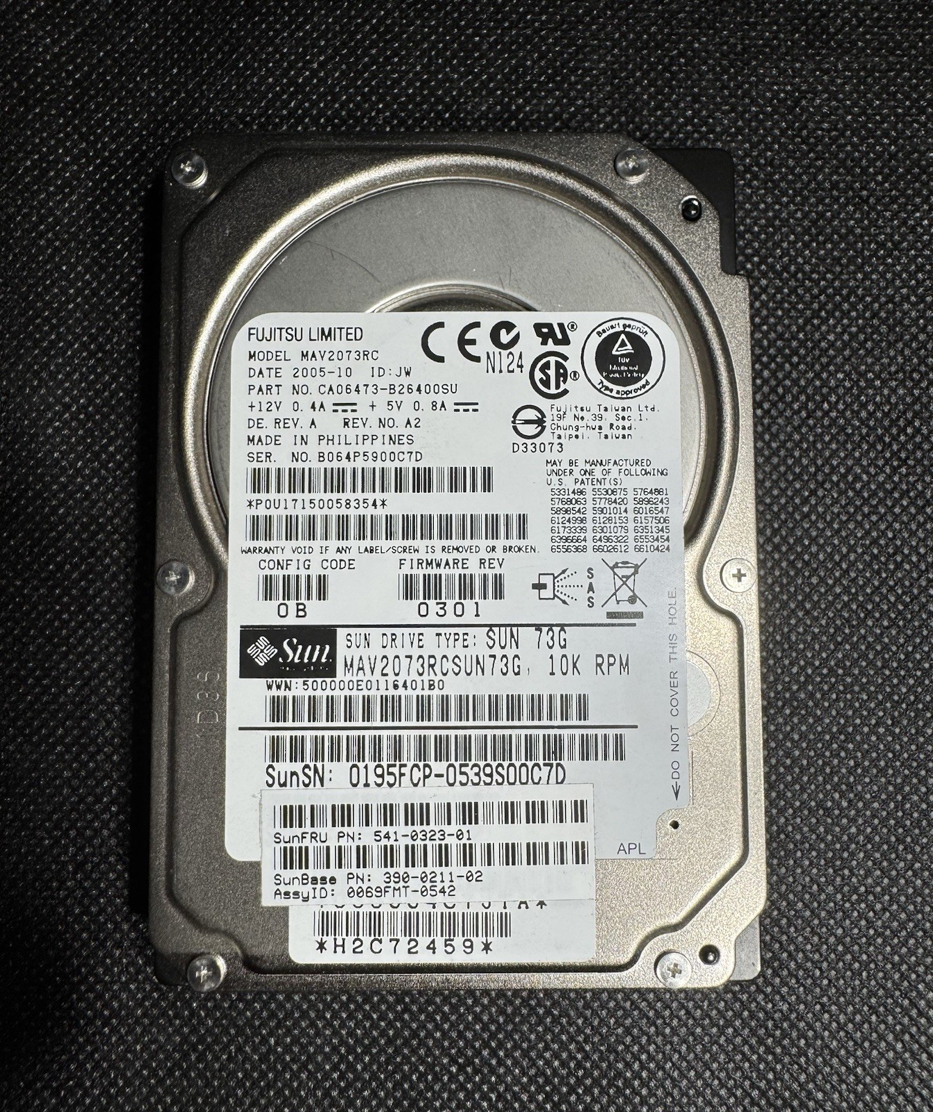 Sun 390-0213 73GB 2.5" 10K RPM 3Gb/Sec SAS HDD, Seagate ST973401SS