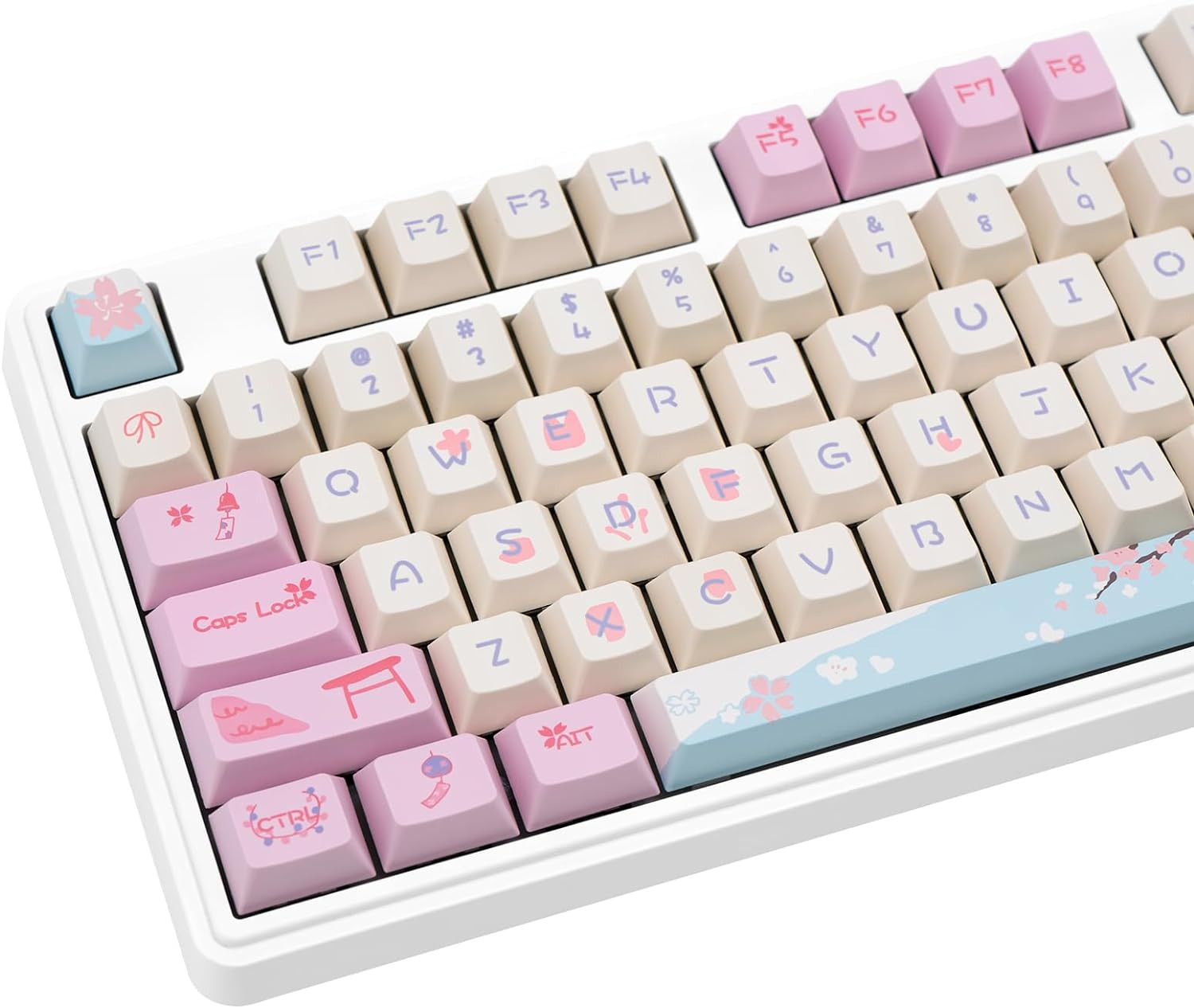 133 Keys Sakura Keycaps Pink PBT Keycaps Cherry Keycaps Dye-Sub Keycaps Custo..