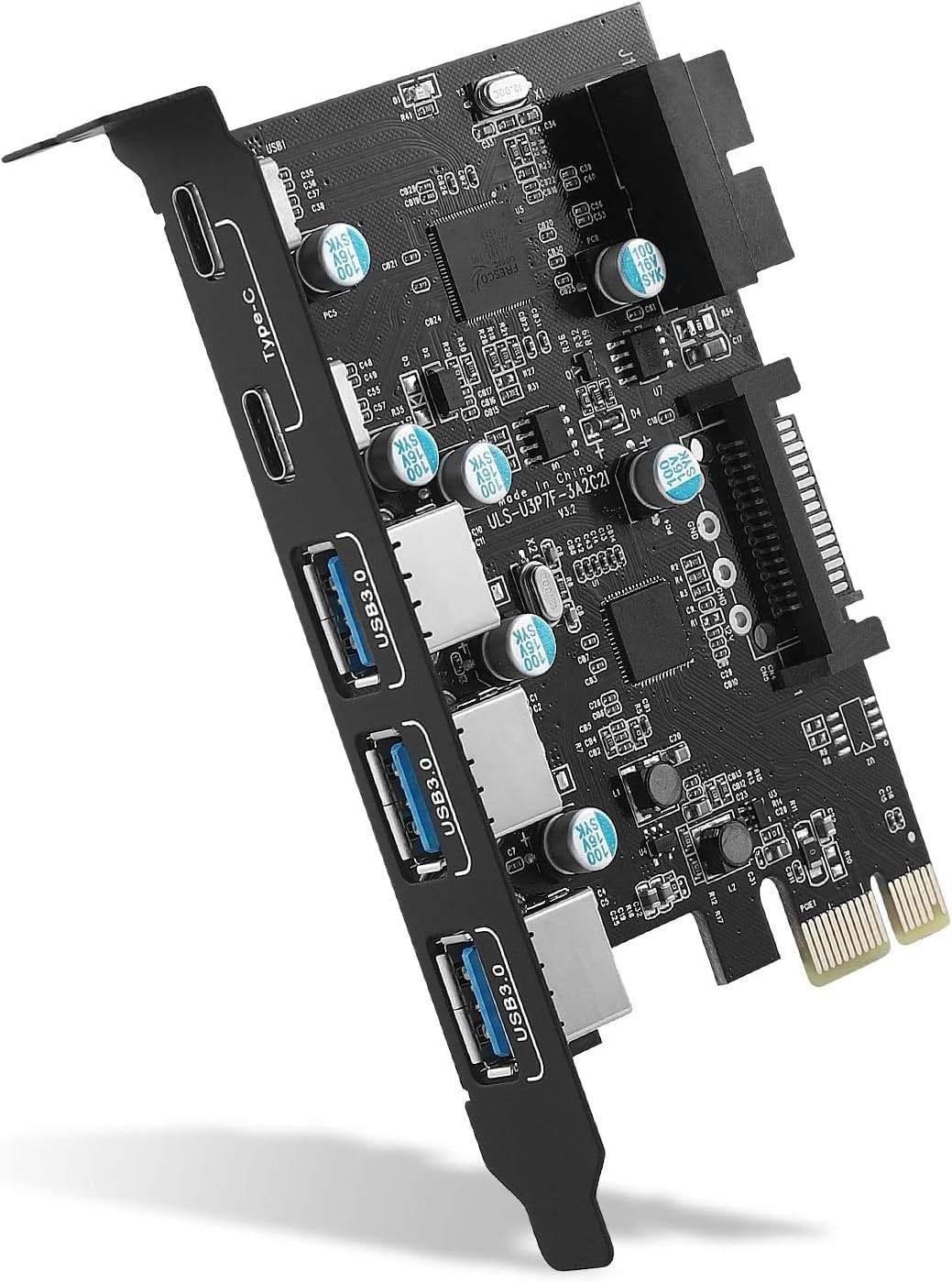 PCI-E x1 to USB 3.0 Expansion Card with 6 Ports and Internal 19-Pin Header