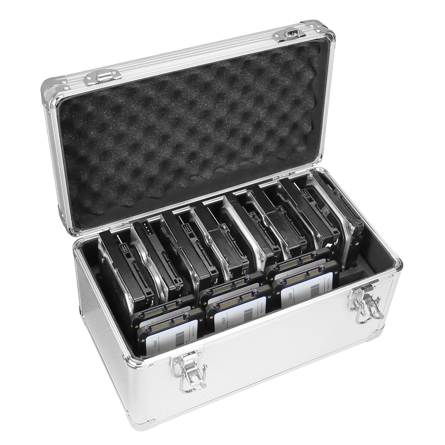 B86 Hard Drive Storage Case 14 Slots, 2.5/3.5in HDD Organizer, Aluminum