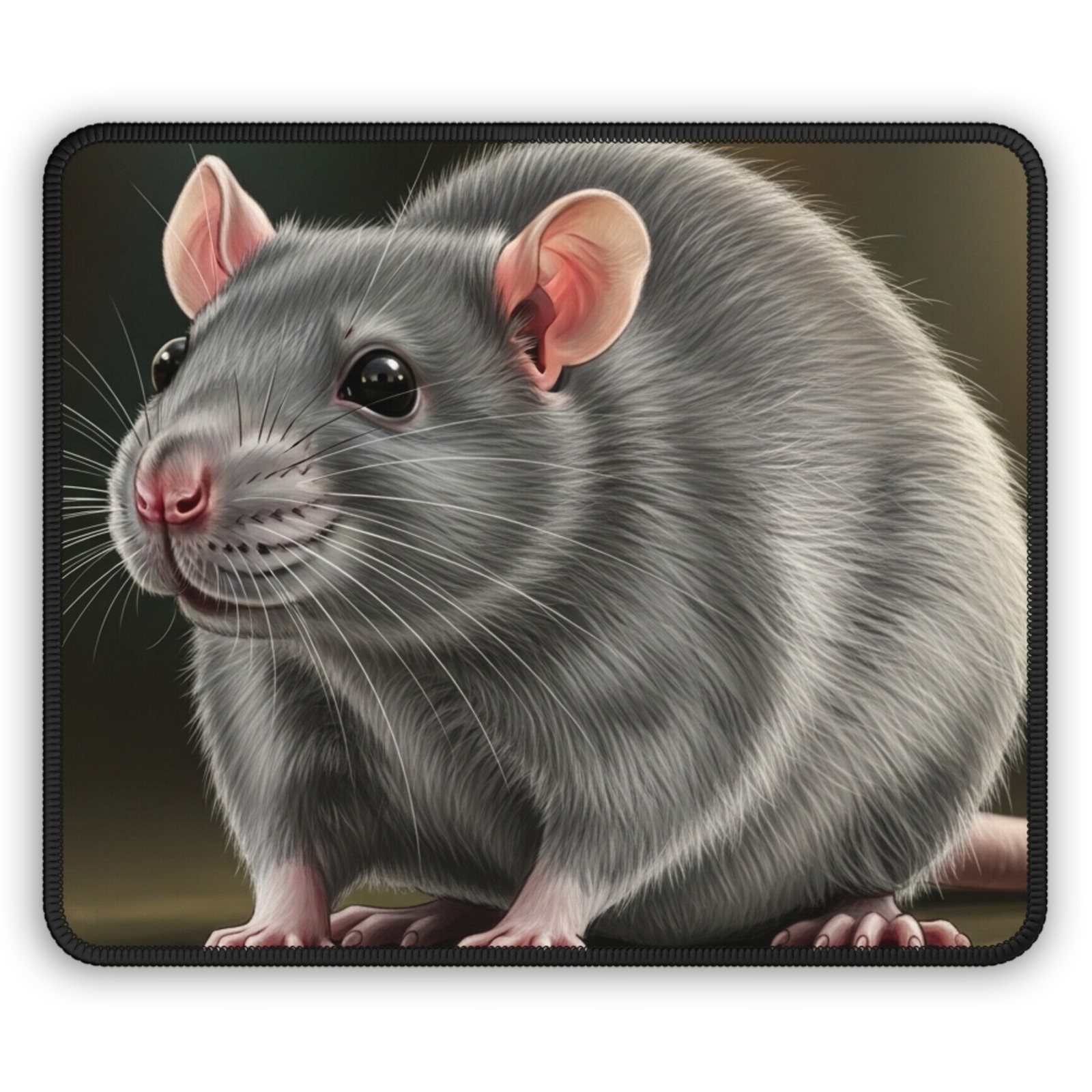 Cute Grey Rat Gaming Mouse Pad