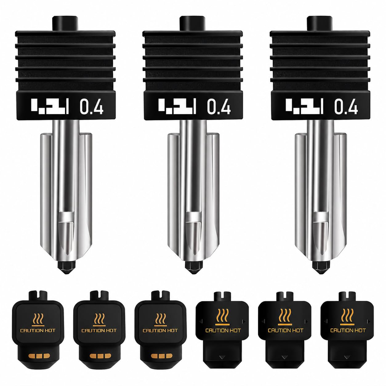 3 Pack 0.4mm Hotend for Bambu Lab X2D, P2S, H2D, H2S, H2C, A1, A1 Mini and A2L