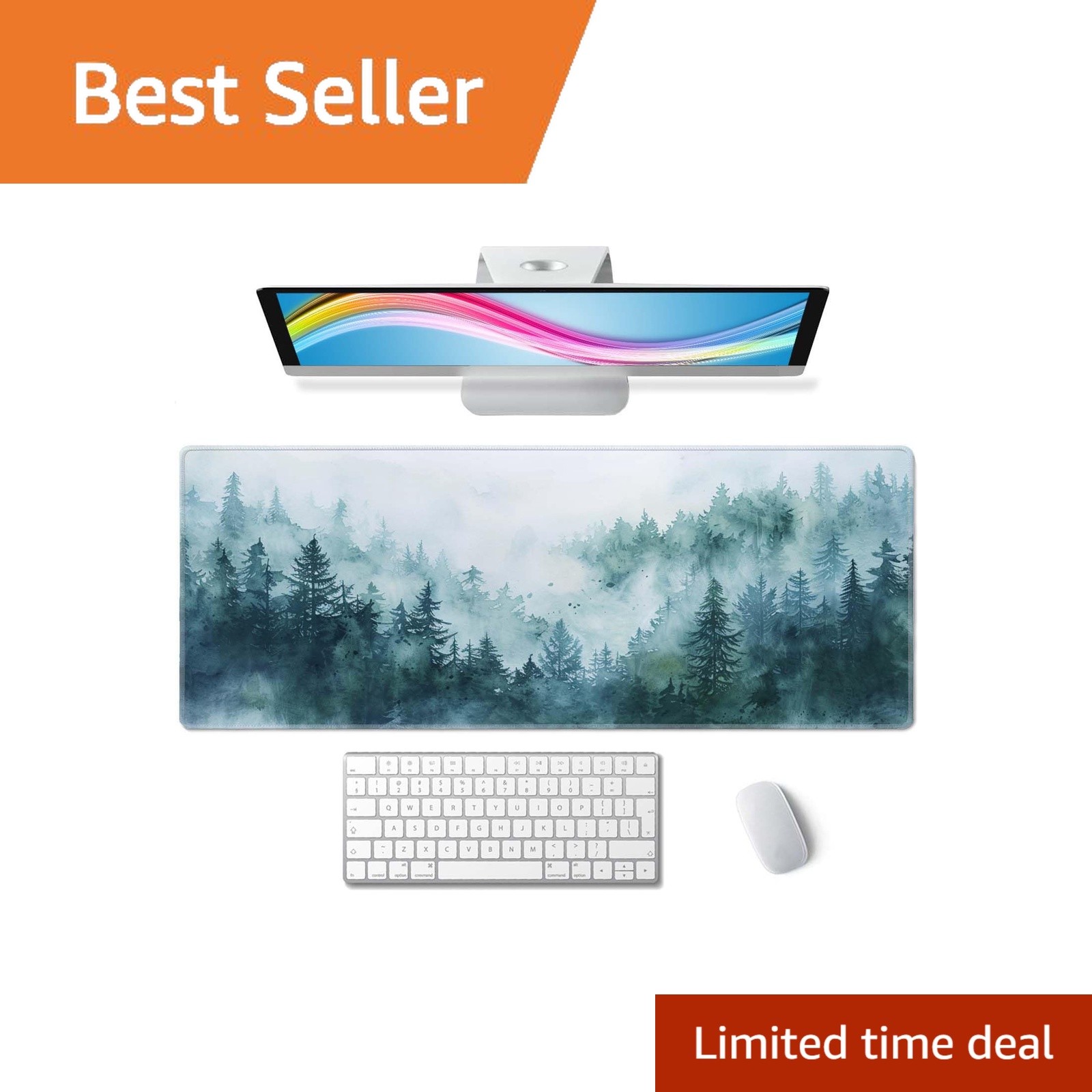 Wasica XL Extended Gaming Mouse Pad Watercolor Forest Misty