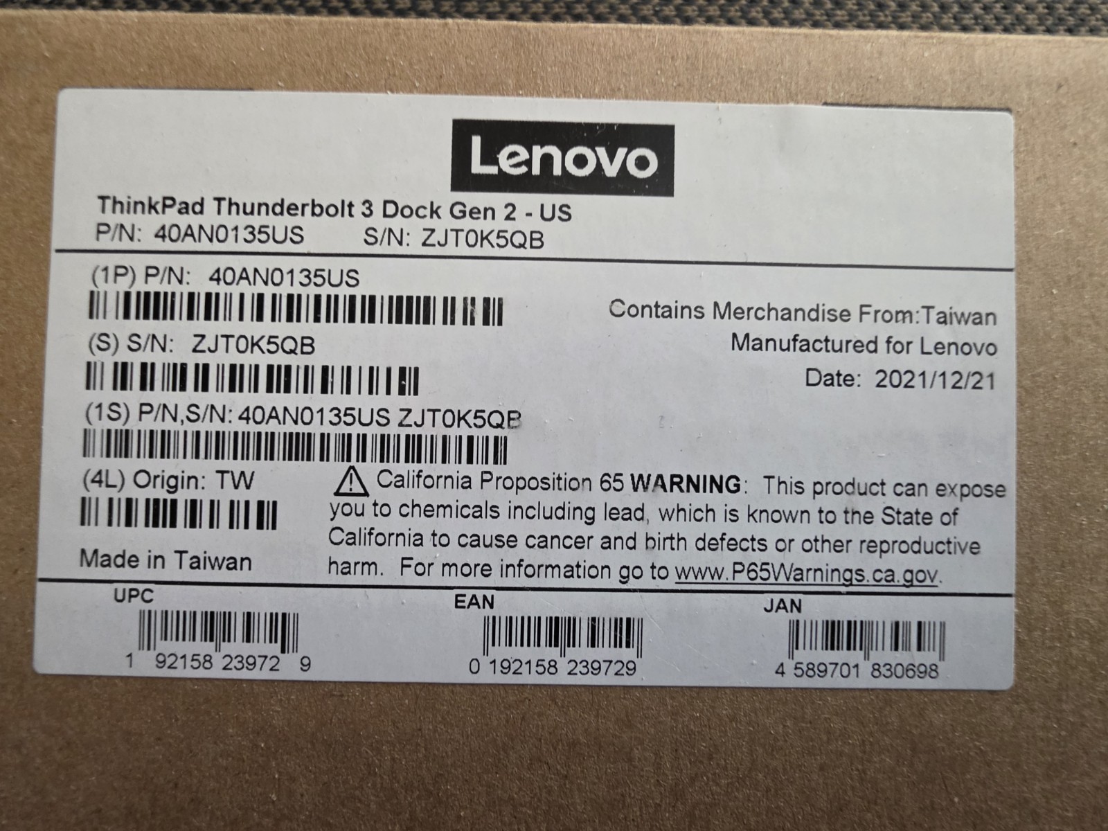 Lenovo ThinkPad Thunderbolt 3 Dock Gen 2 Docking Station Black 40AN0135US
