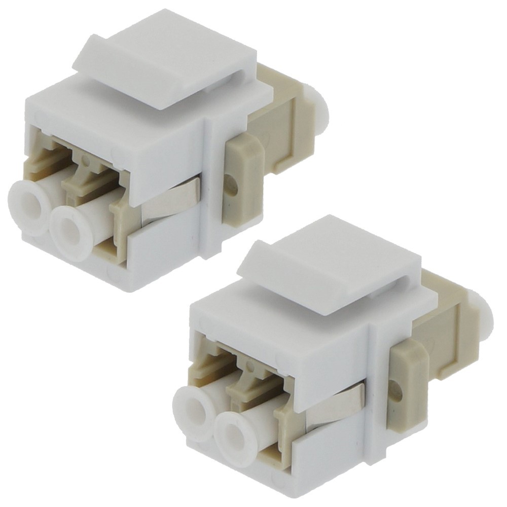 2x LC/UPC Duplex Multi Mode Fiber Optical Coupler w/ Keystone Jack Snap-in Ivory