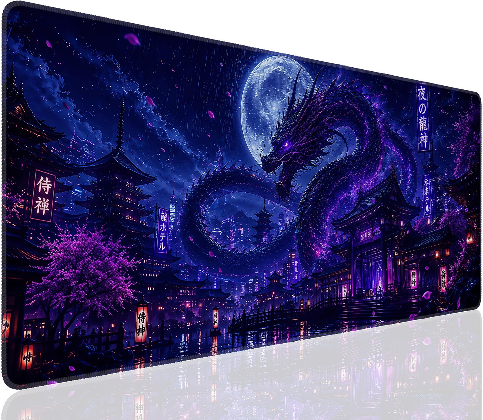 CFMSFKEJI Large Gaming Mouse Pad, Japanese Dragon 31.5L x 11.8W inches
