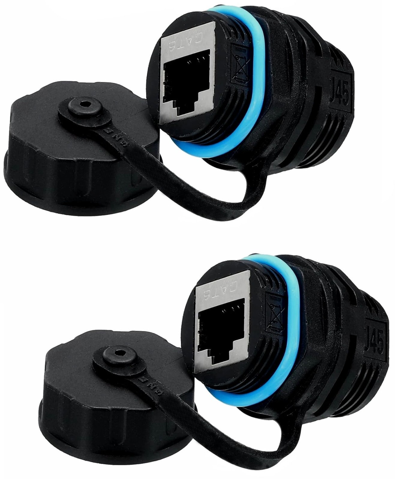 2x CAT6 Shielded Bulkhead RJ45 Panel Mount In/Outdoor Coupler Ethernet Connector