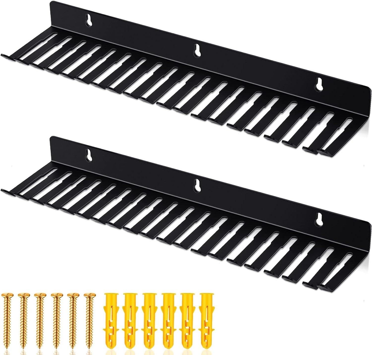 2 Pack 19 Slot Wall Mount Cable Hanger Organizer Audio Cord Rack Studio Storage