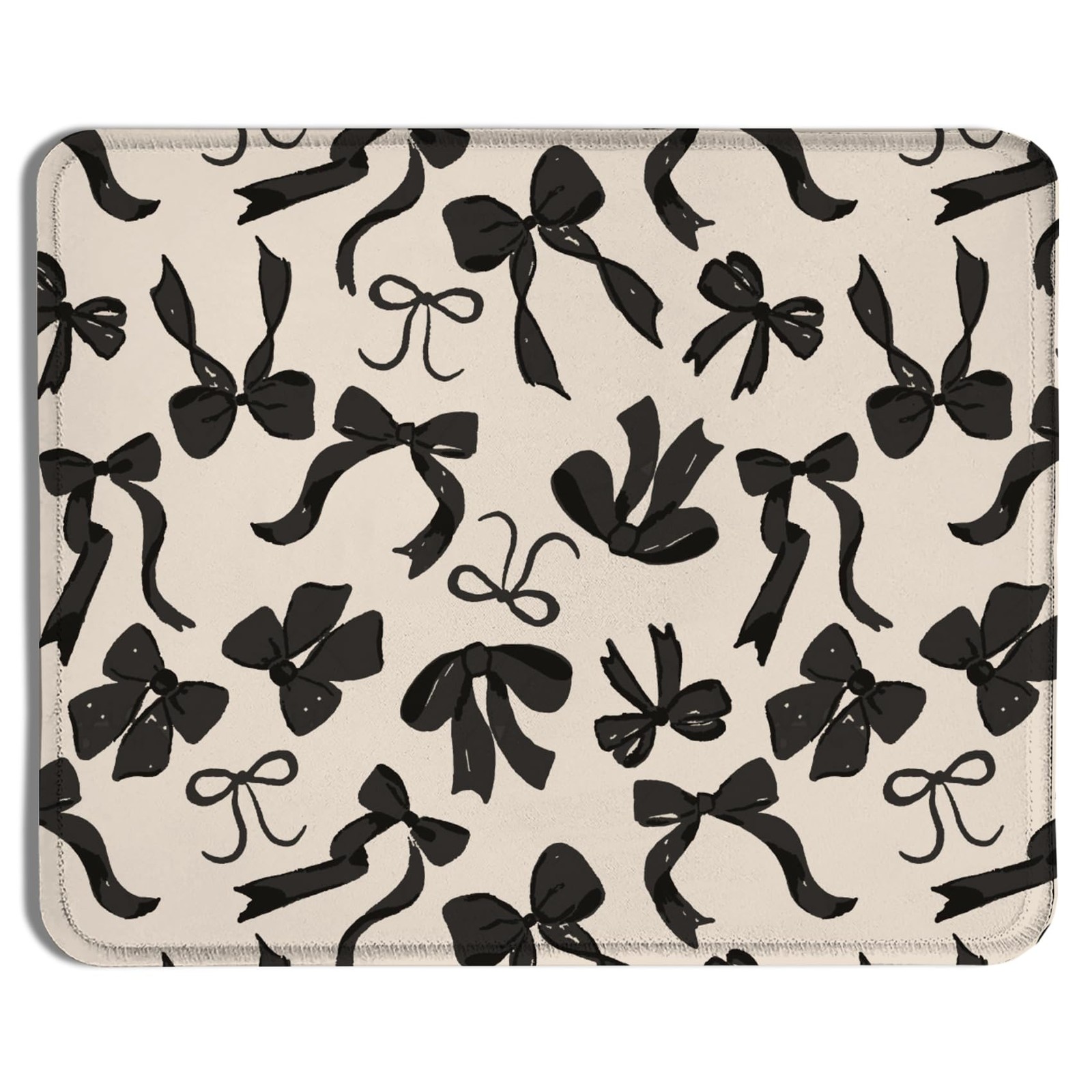 Cute Coquette Black Bow Mouse Pad 9.5x7.9 Inch Preppy Girly Ribbon Desk Mat