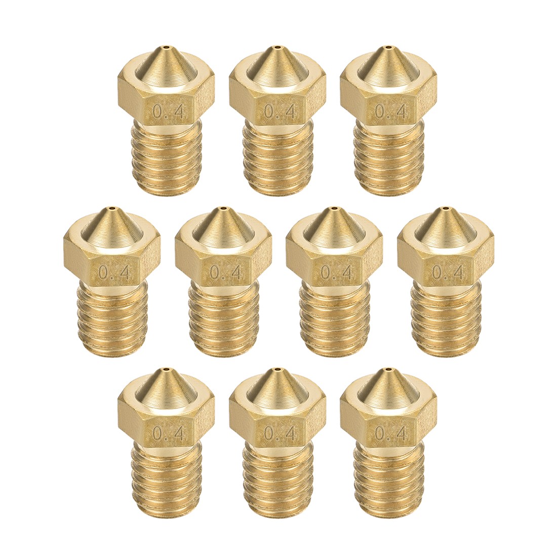 0.4mm 3D Printer Nozzle, Fit for V6, for 1.75mm Filament Brass 10pcs