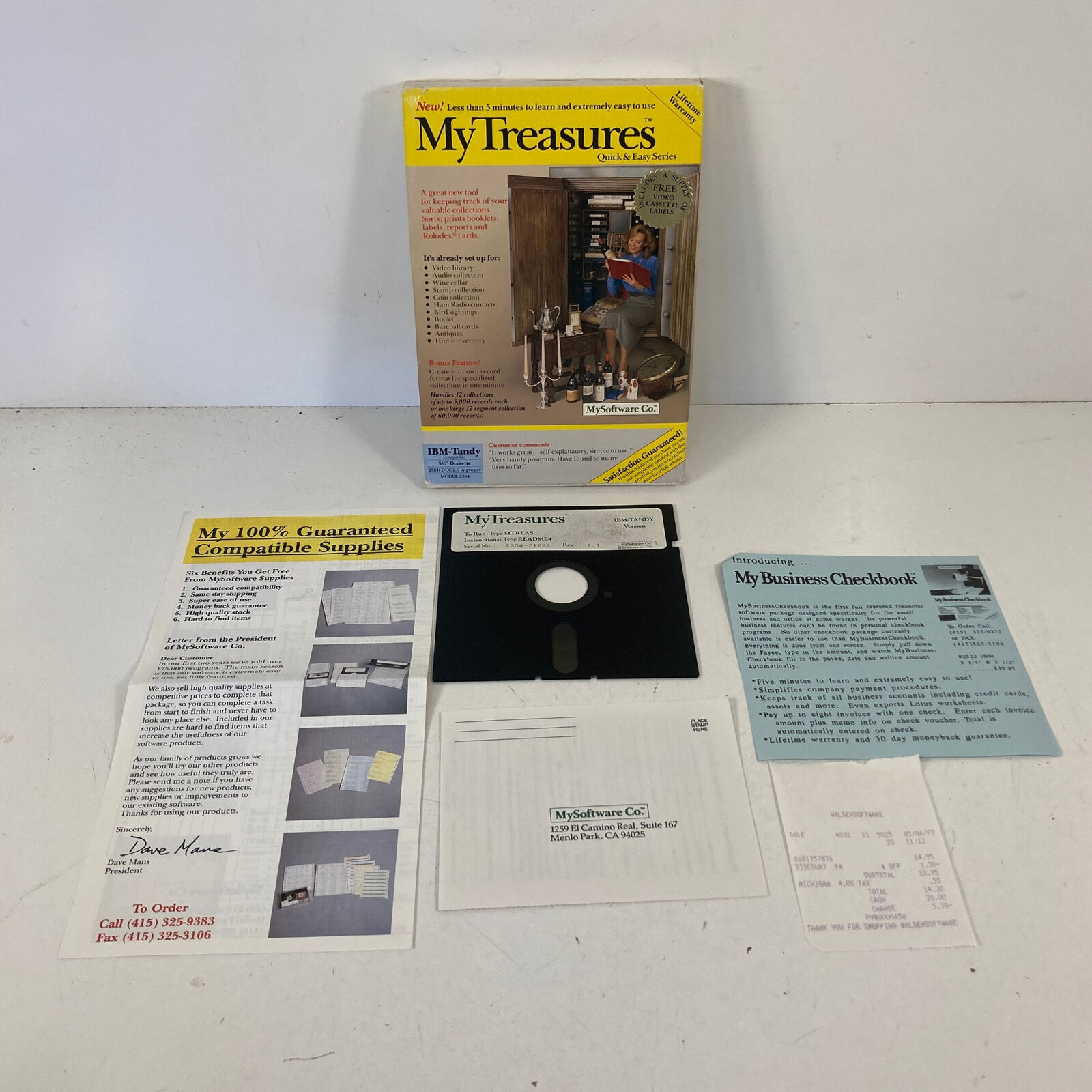 Vintage IBM Tandy Inventory Software My Treasures 5.25” Diskette 2304 MySoftware