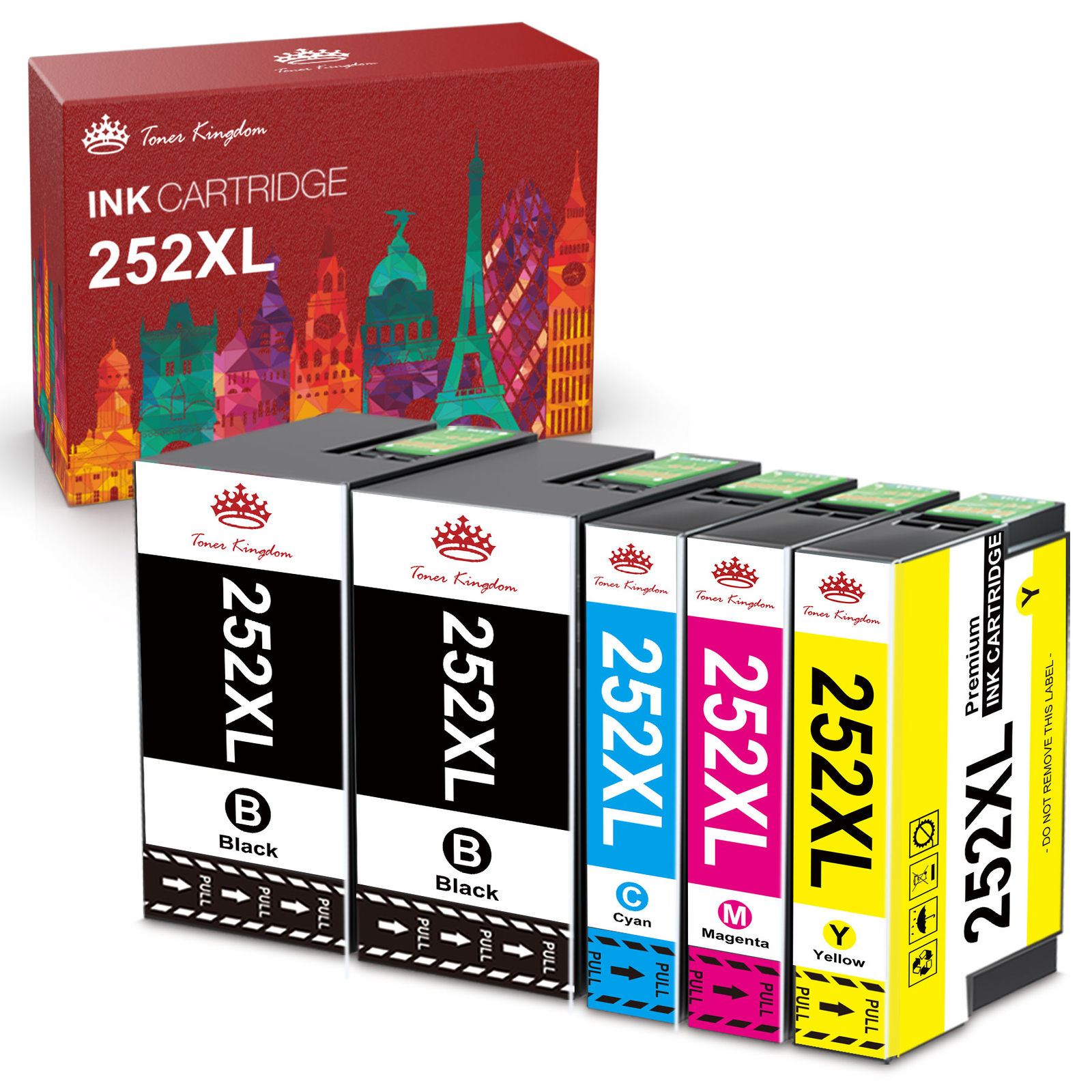 5Pcs 252XL Compatible For Epson Ink Cartridges for WorkForce WF-7110 WF-7710DTWF