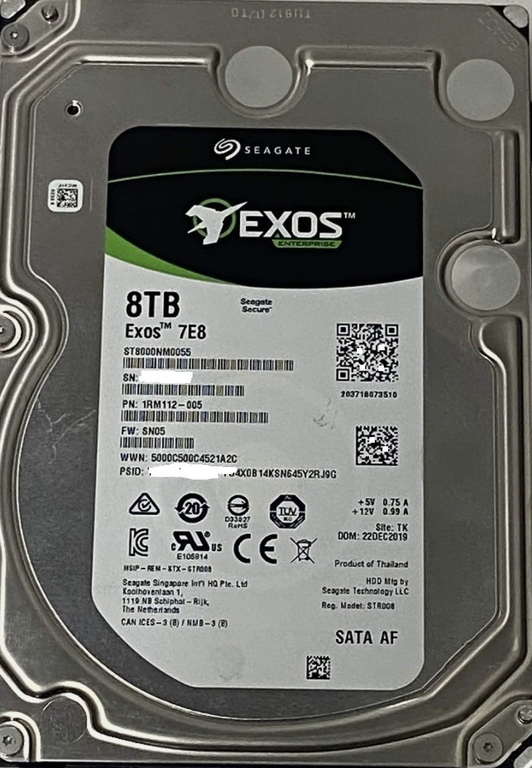 Seagate Exos 7E8 ST8000NM0055 8TB 3.5" Hard Drive HDD - Tested & Cleaned