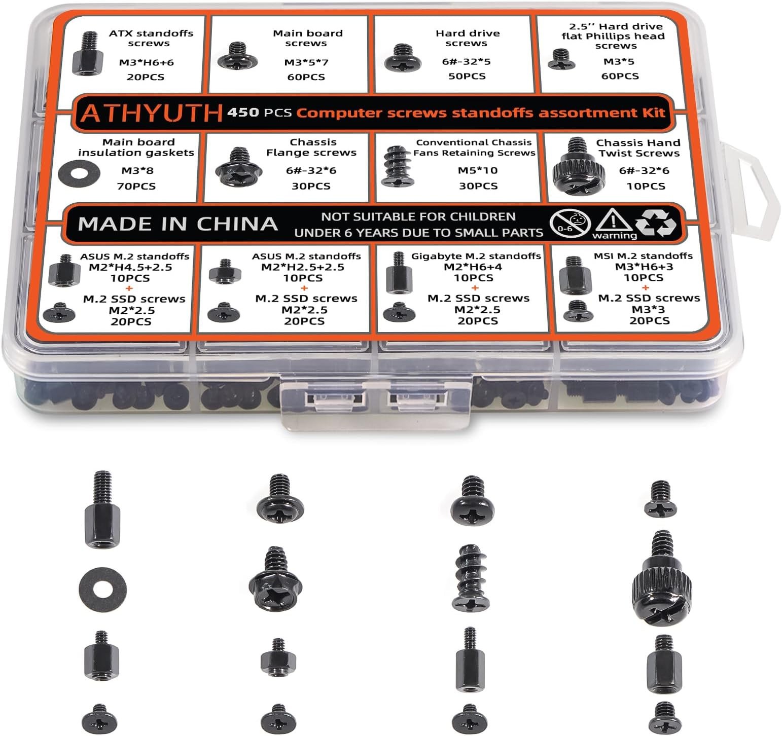 ATHYUTH 450-Piece PC Computer Screw Kit for Building Repair M.2 SSD Motherboard