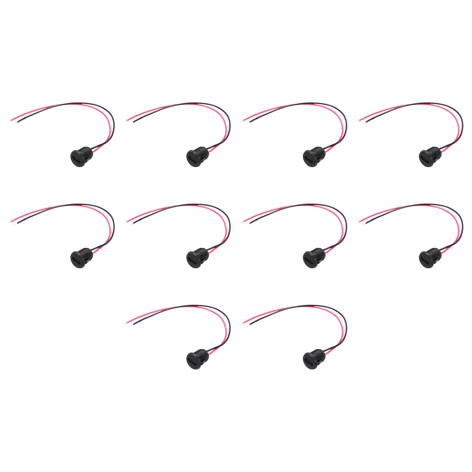 10pcs Type-C to Bare Wire Cable Round USB-C Female Socket to Pigtail 6"
