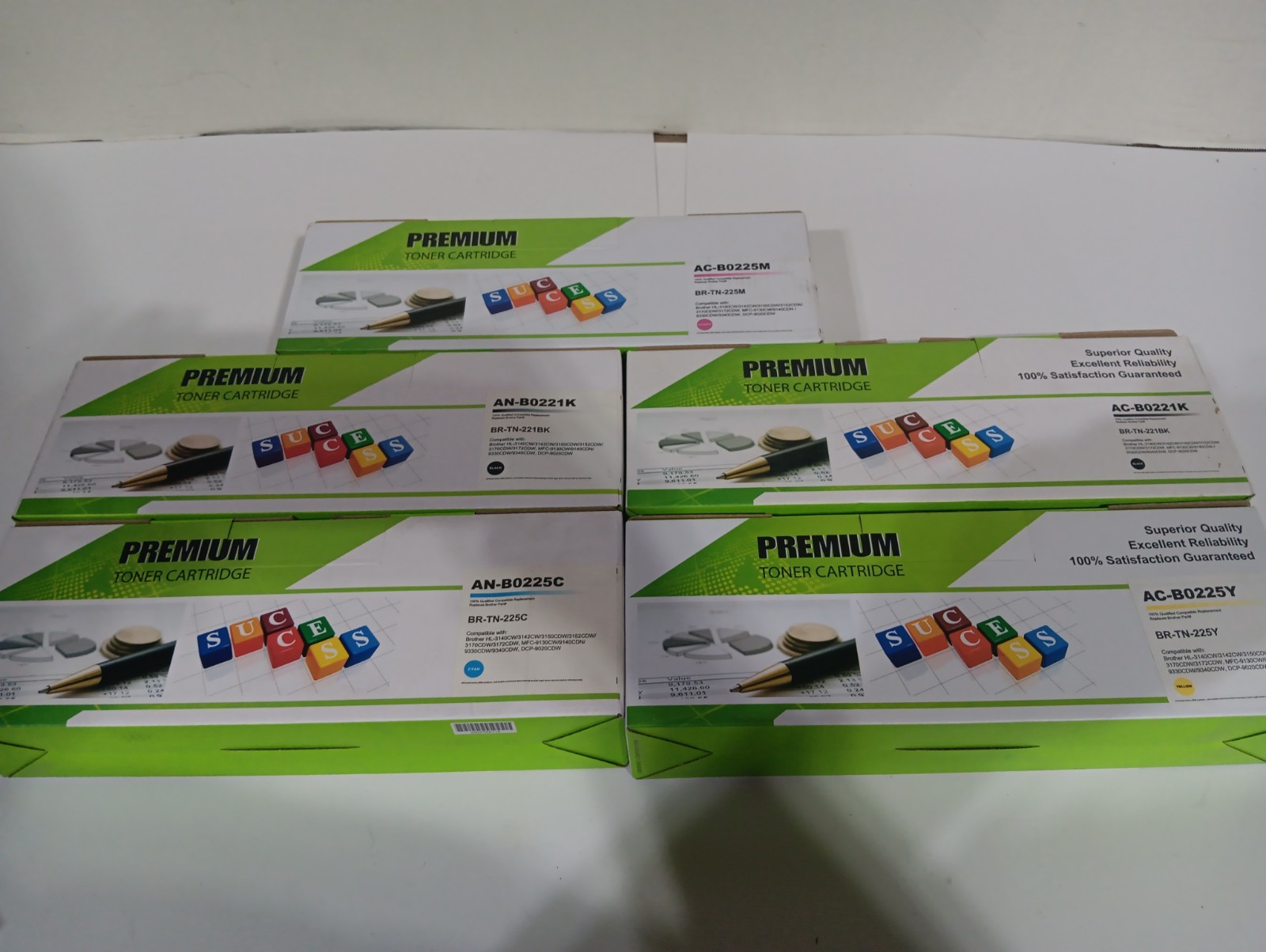 5 Premium Toner Cartridges For Brother  Cyan-Yellow-2x Black-Magenta