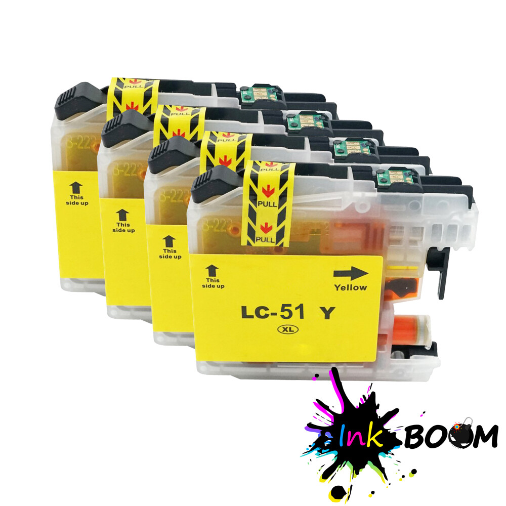 4 Yellow Ink Cartridges fits Brother LC51 FAX-1560 MFC-845CW DCP-330C 560CN