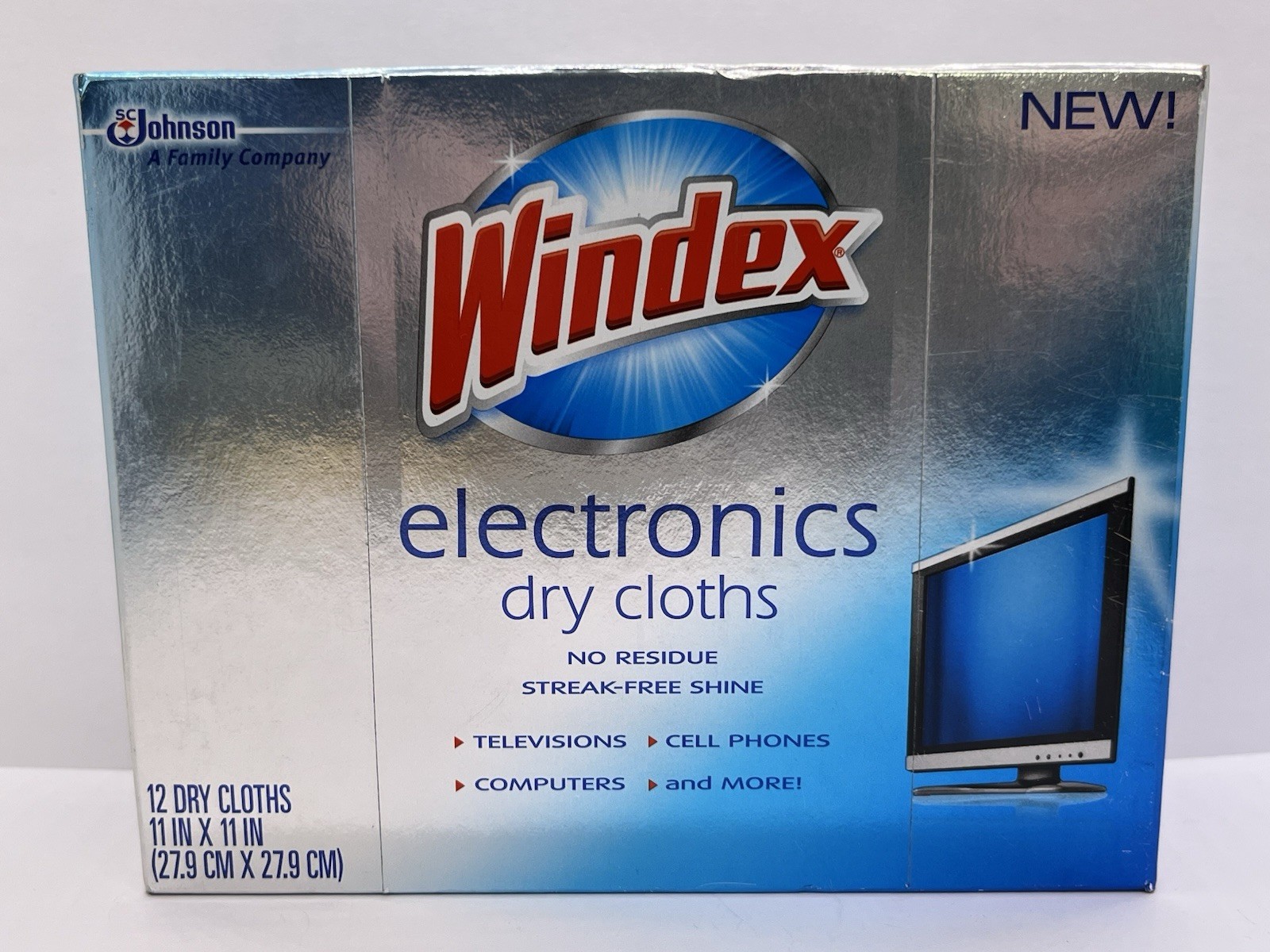 NEW Windex Electronics Dry Cloths Wipes 12 Pack Box 11 X 11 In Each Discontinued