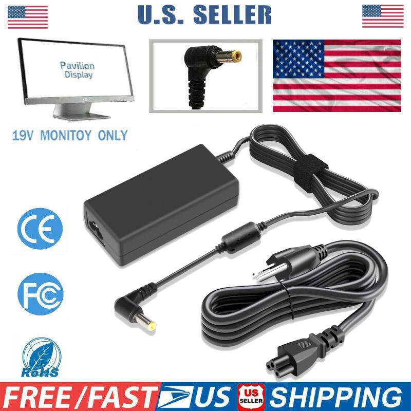 Monitor Charger Power Cord for HP Pavilion 20 21.5 23 23.8 25 27 Inch Adapter