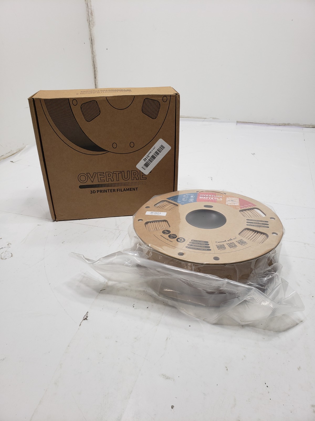 Overture 3D Printer Filament Matte PLA Light Brown 1kg 1.75mm New Open Box