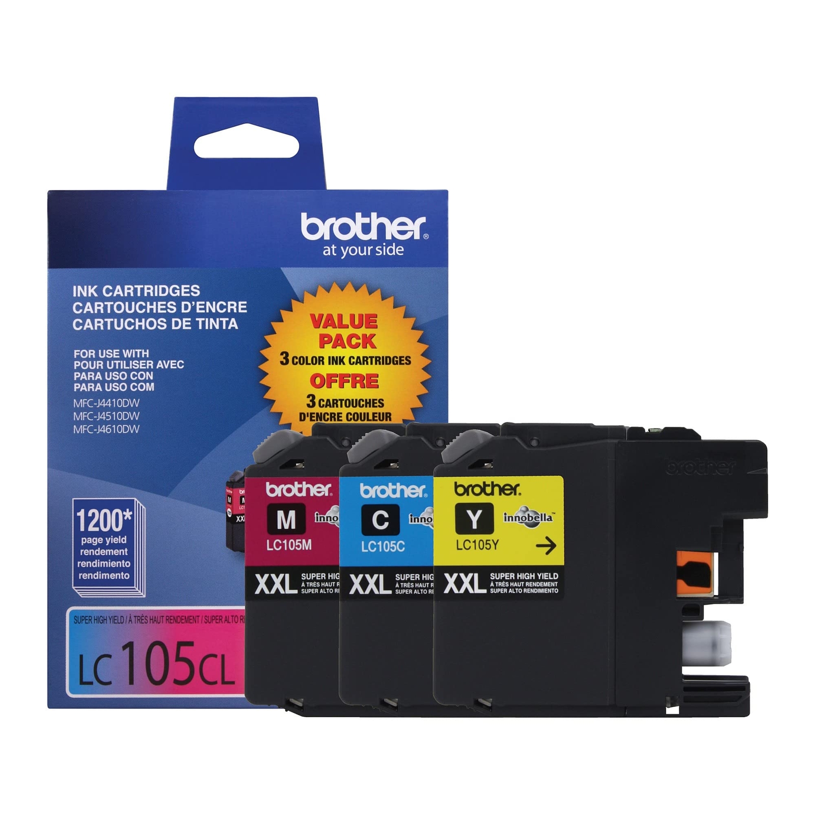 Brother Genuine Inkjet Printer Ink Cyan Magenta Yellow LC1053PKS 1200 Pages