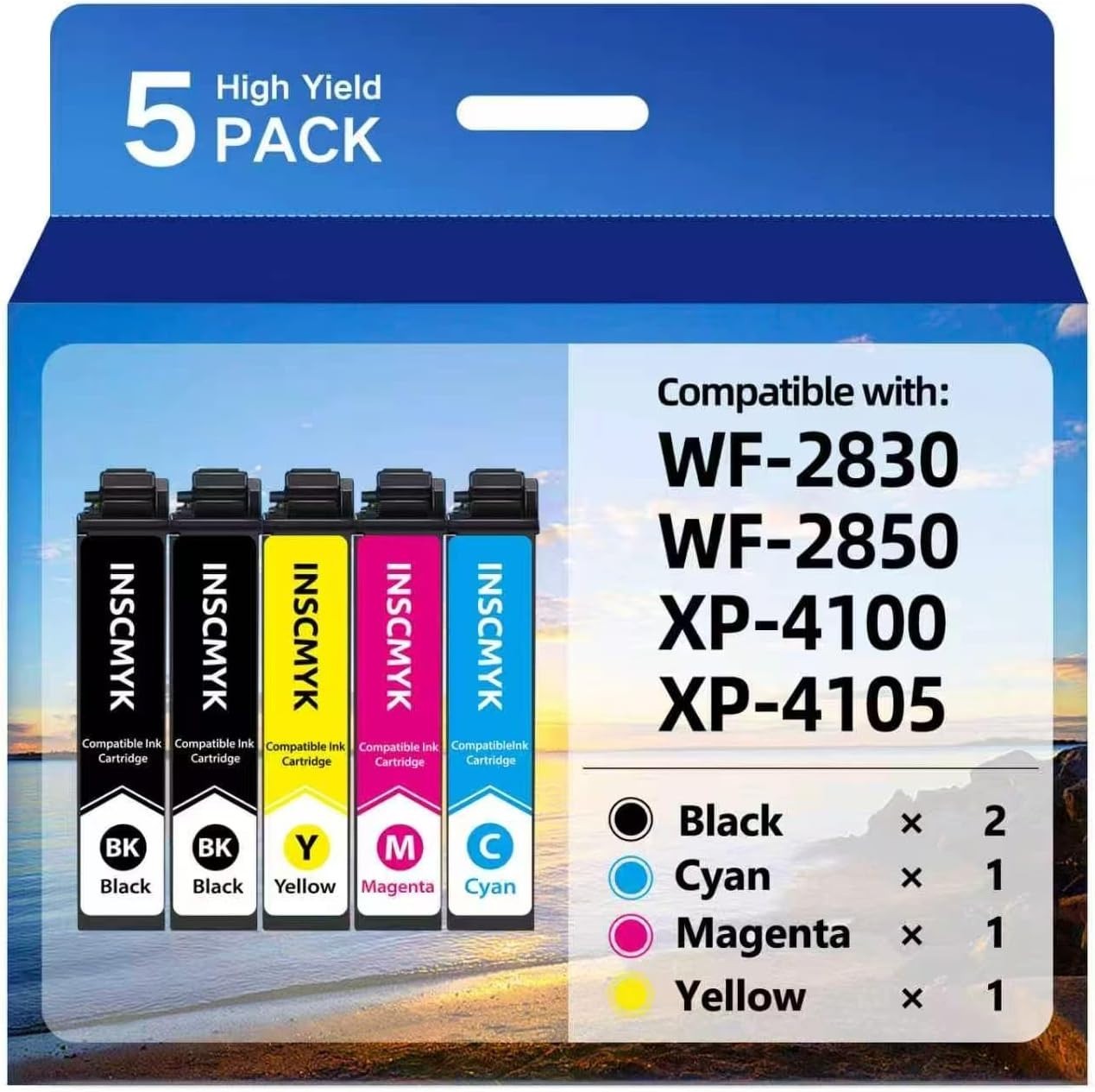 5x Compatible With 212XL Ink for Epson Workforce XP-4100 XP-4105 WF-2830 WF-2850