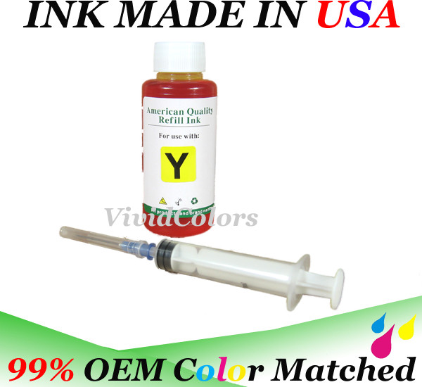 100ml Yellow bulk refill ink kit for hp canon brother dell lexmark printers