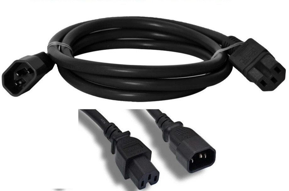 10 Cords C14 to C15 Plug 4ft PDU Power Extension Cord NEMA 16AWG Black 250V