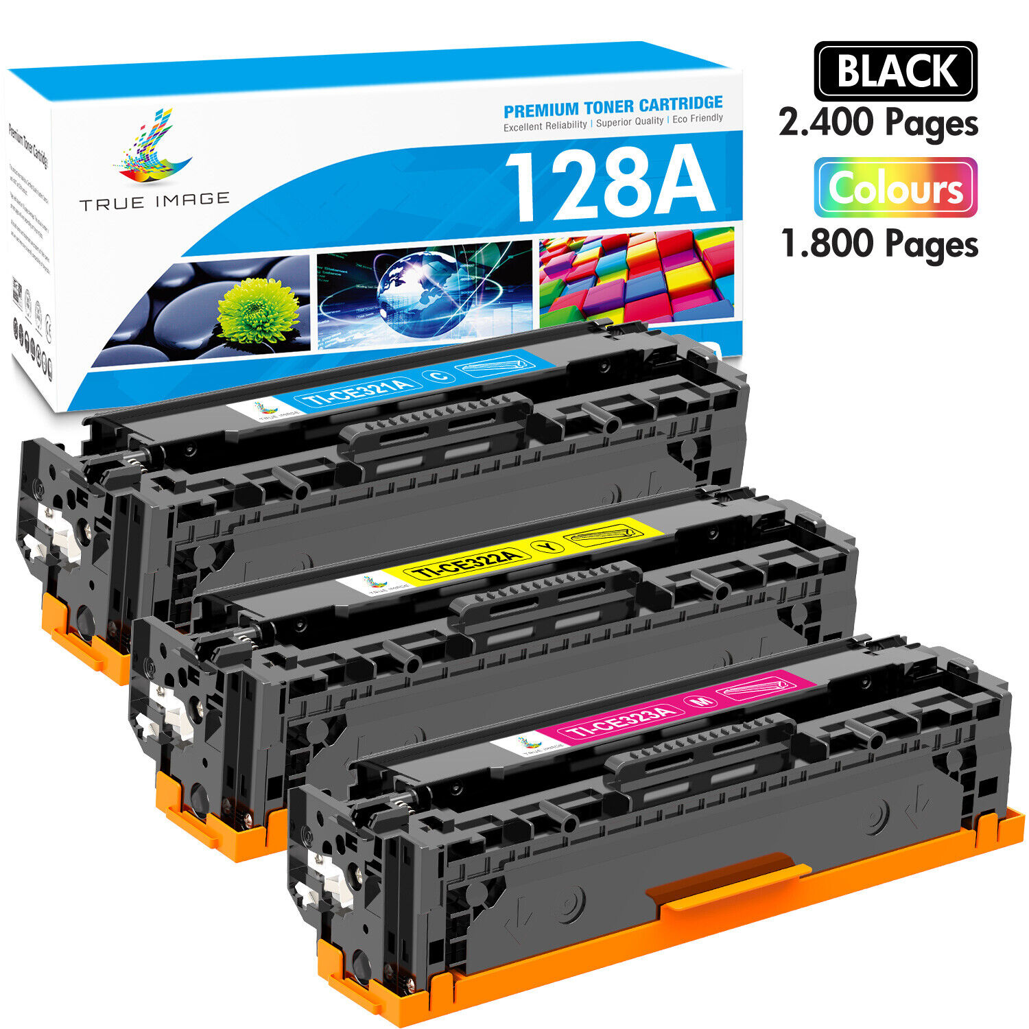 3PK Color CE320A Toner Compatible With HP 128A LaserJet Pro CM1415FNW CP1525NW