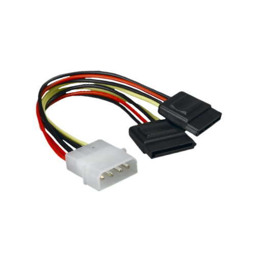 6" Molex LP4 to 2x SATA M/Fx2 Power Supply Y-Splitter Cable for PC HDD MB ATX UL