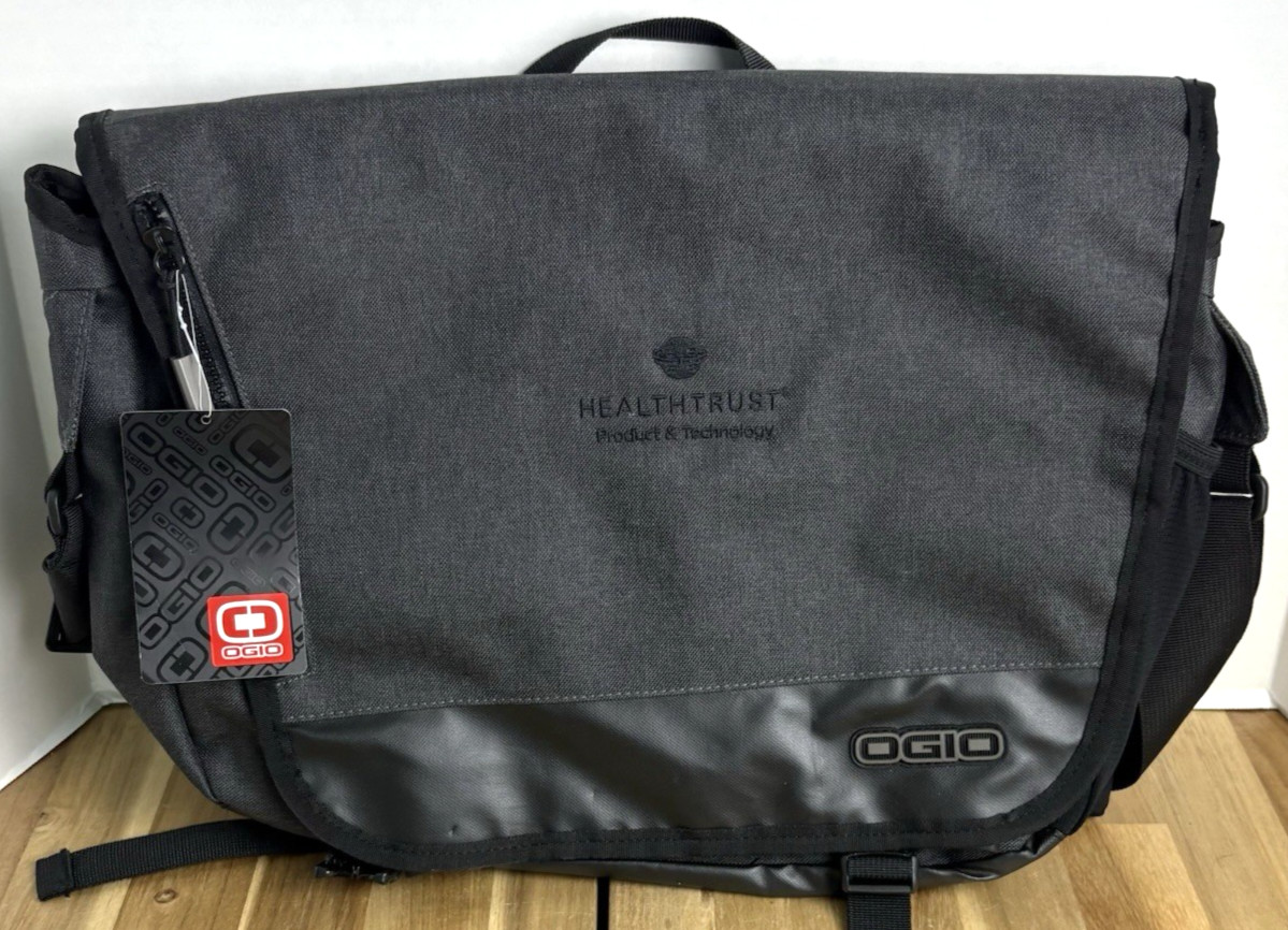 OGIO Laptop Messenger Bag Shoulder Strap W/Logo on Front Charcoal Gray NWT