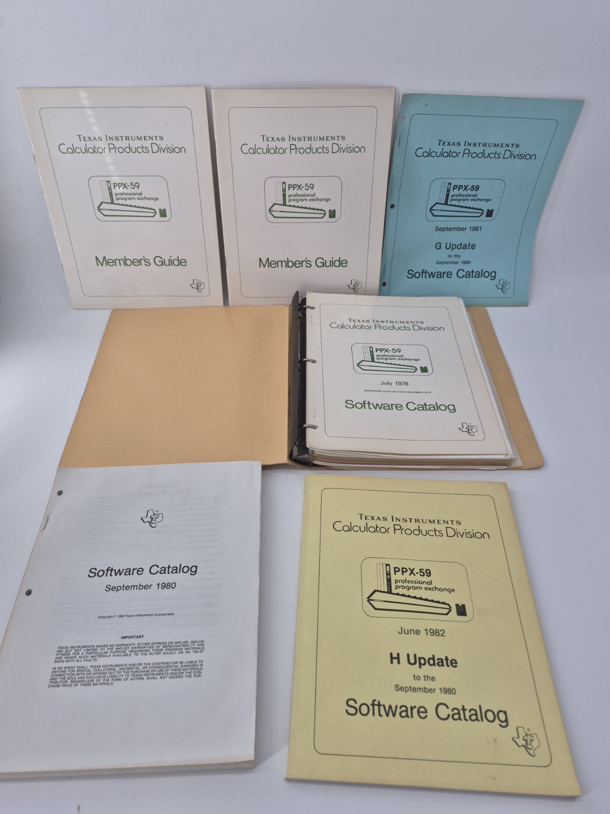 Texas Instruments TI-59 PPX-59 Software Catalogs Guides 1978-1982 Binder Lot