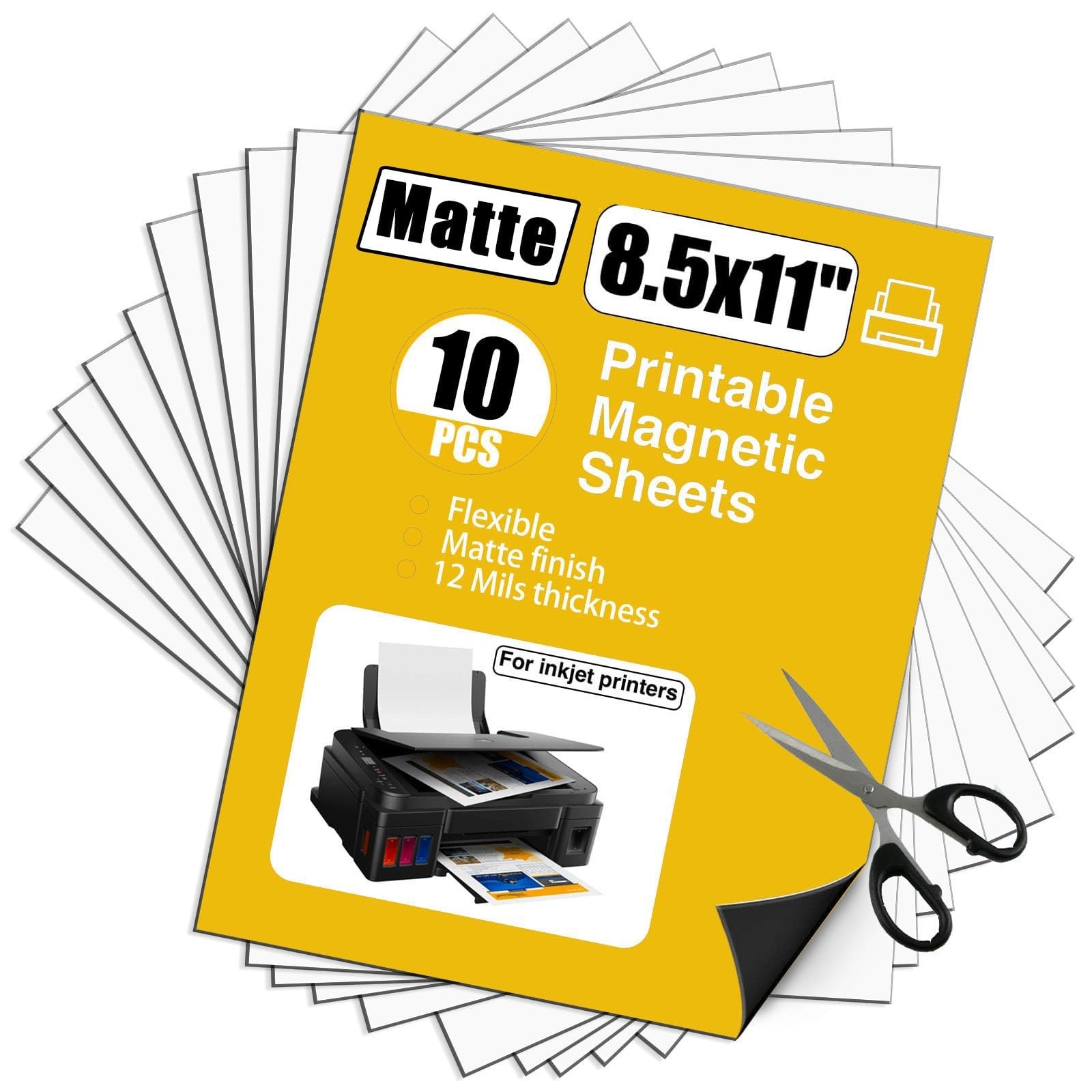 Printable Magnet Sheets Non Adhesive,8.5 X11 Inches for Inkjet Printers,10 Sh...