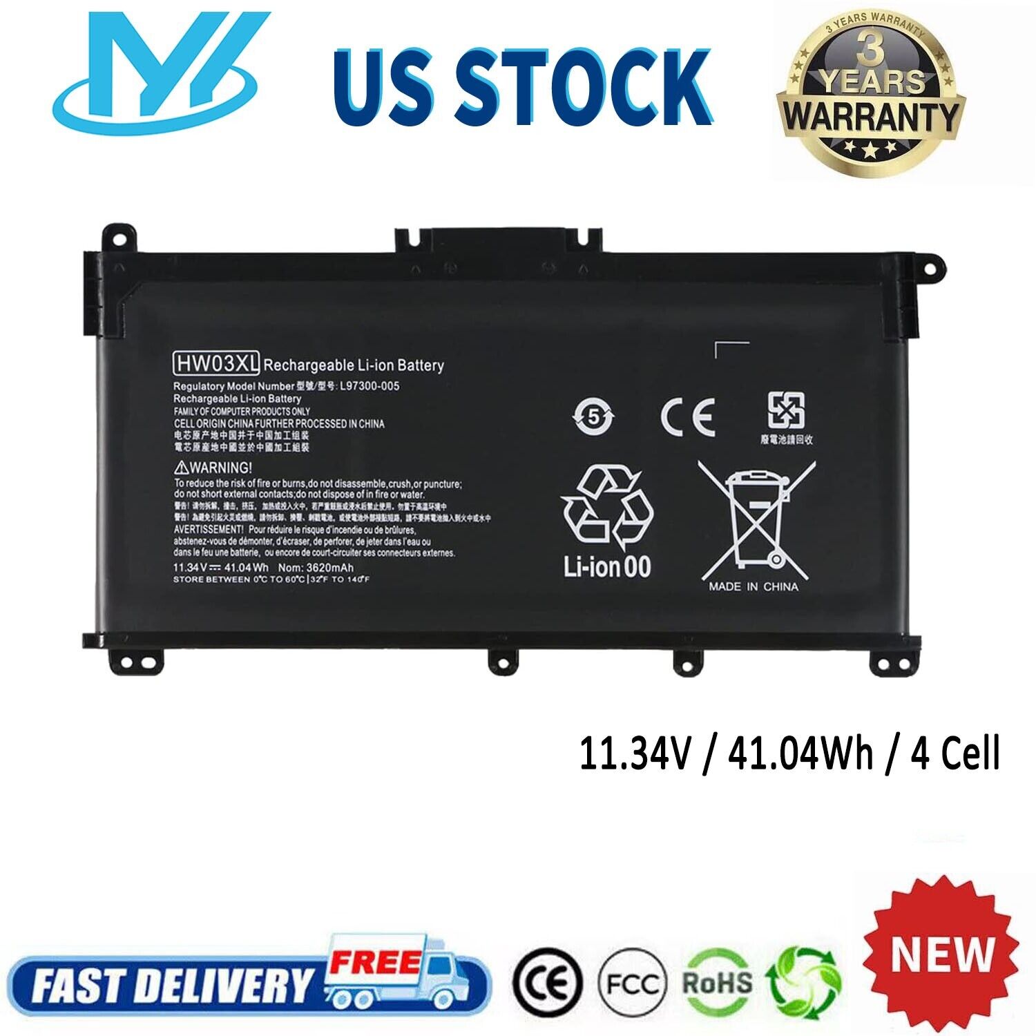 ✅HW03XL Battery For HP Pavilion 15-EG 15-EH 17-CN 17-CP L97300-005 L96887-1D1