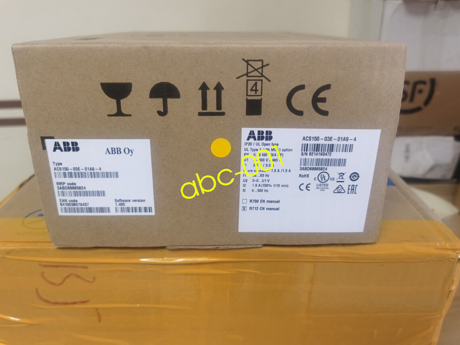 1PCS ABB ACS150-03E-01A9-4  380V 0.55KW  Frequency Converter Brand