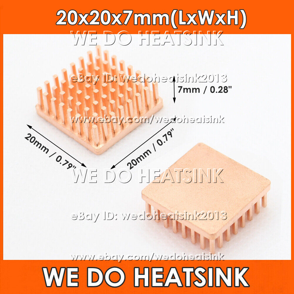 20x20x7mm 25x25x7mm 30x20x7mm Pure Copper Heatsink Without or With Thermal Tape