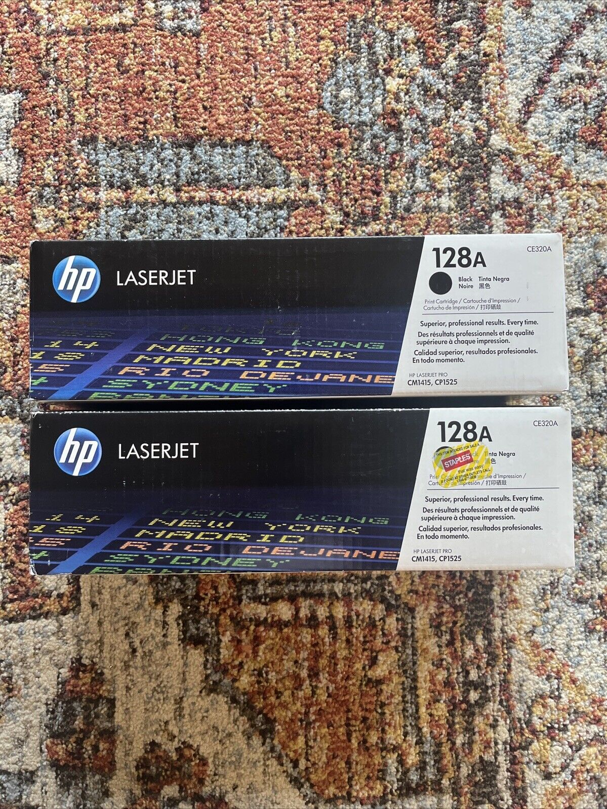 Lot Of 2 GENUINE HP Laserjet Black 128A CE320A Toner Print Cartridge New Sealed