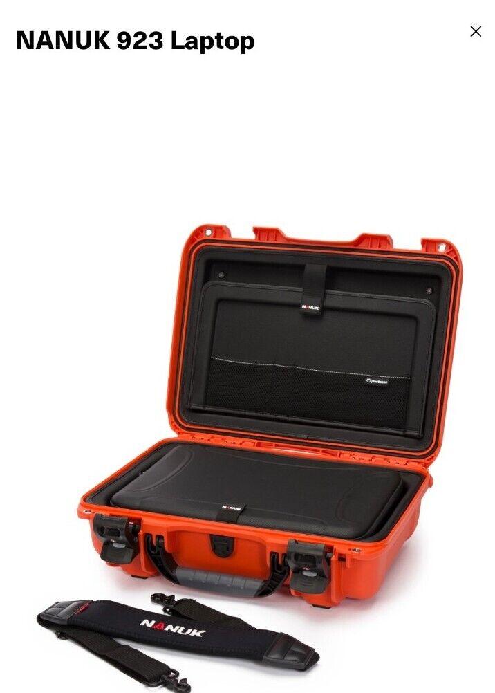 Nanuk 923 Hard Case with Sleeve  Shoulder Strap Laptop, Orange NEW with Defect 