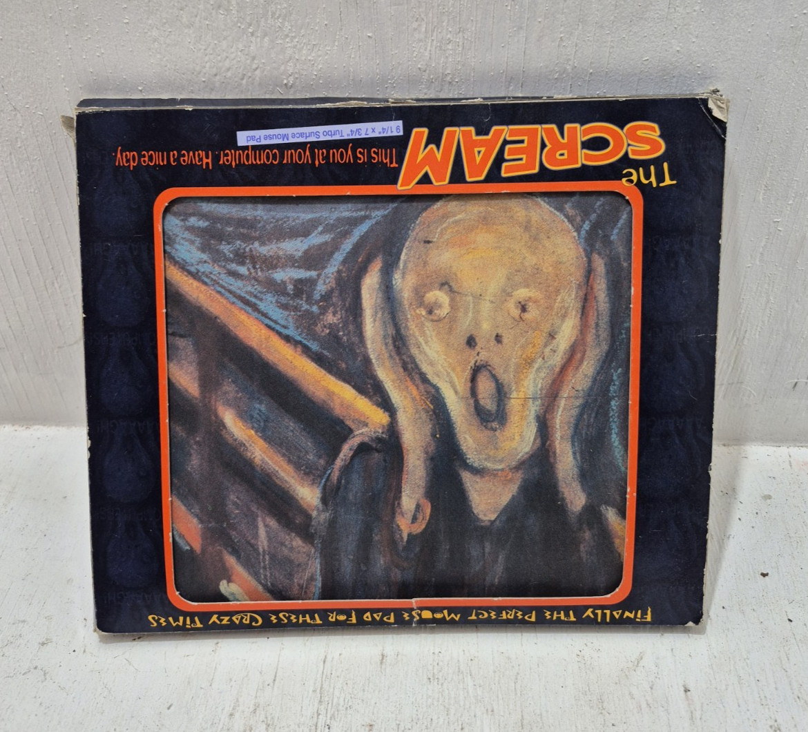 USED Vintage the Scream Edvard Munch Mouse Pad Art Work Desktop Retro Computer
