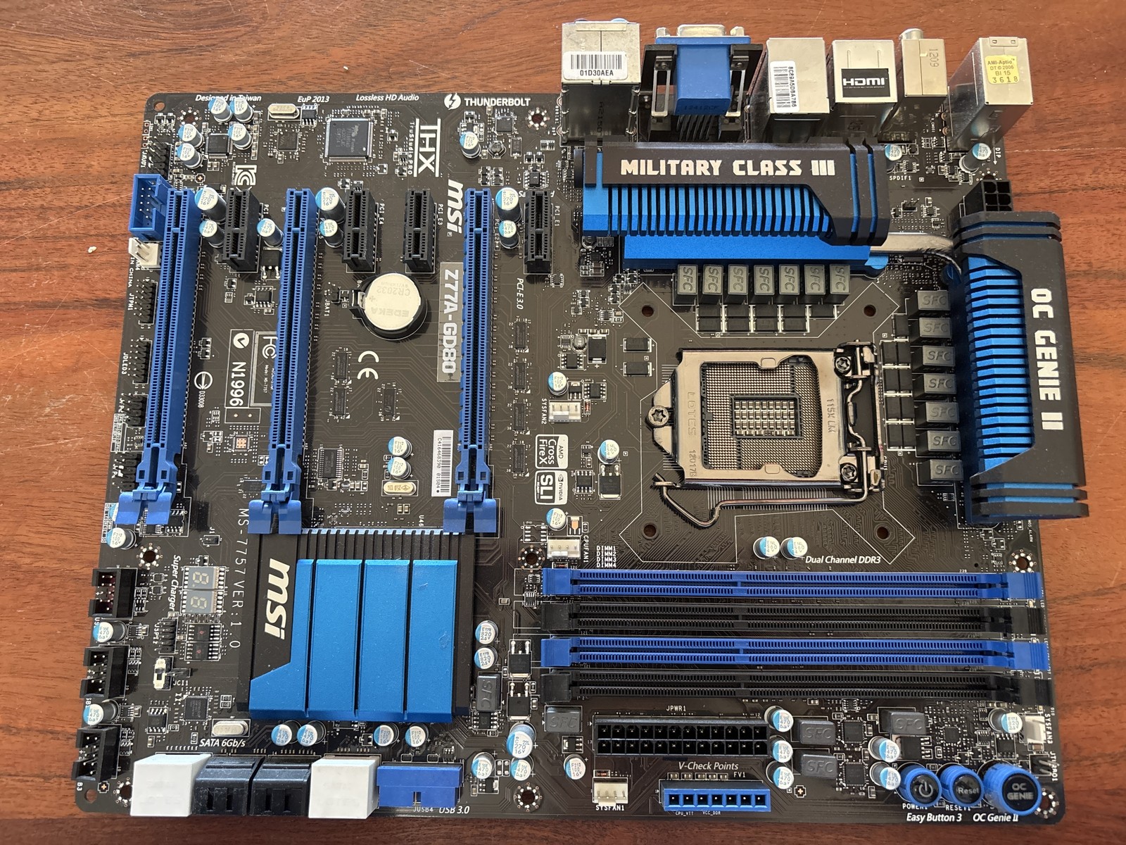 MSI Z77A-GD80 Gaming Motherboard Socket 1155 DDR3 Military Class III