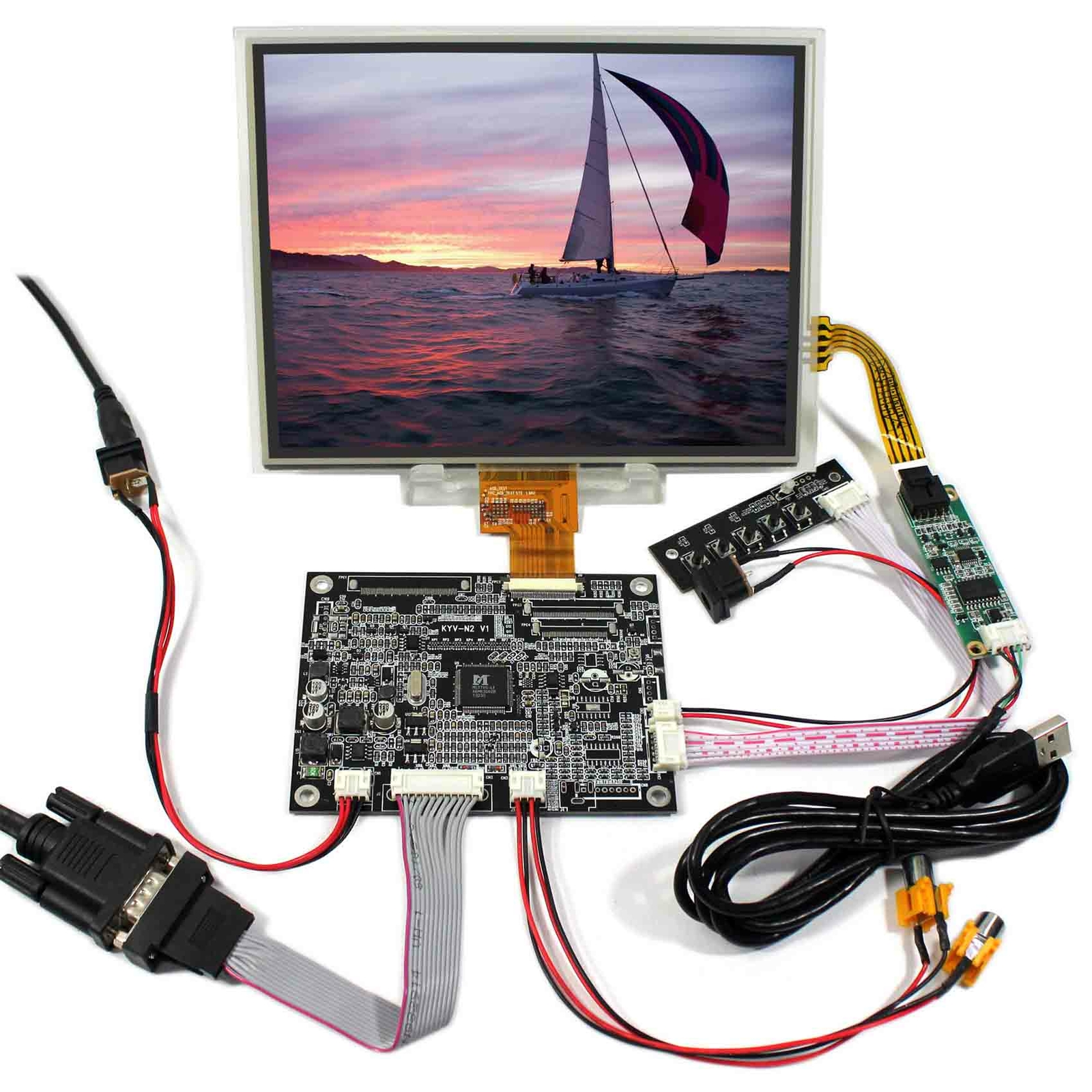 VGA 2AV Reversing LCD Controlle Board+8" HJ080IA-01E1024x768 IPS Touch LCD Panel