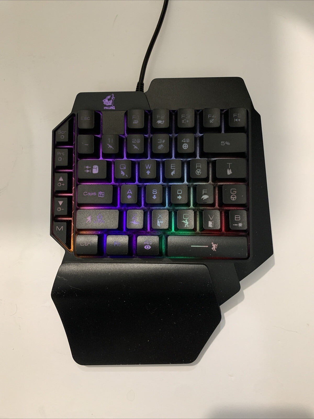 One-Handed Gaming Keyboard  By Dyou Lang 35 Key Light Up Keys USB Rainbow Color