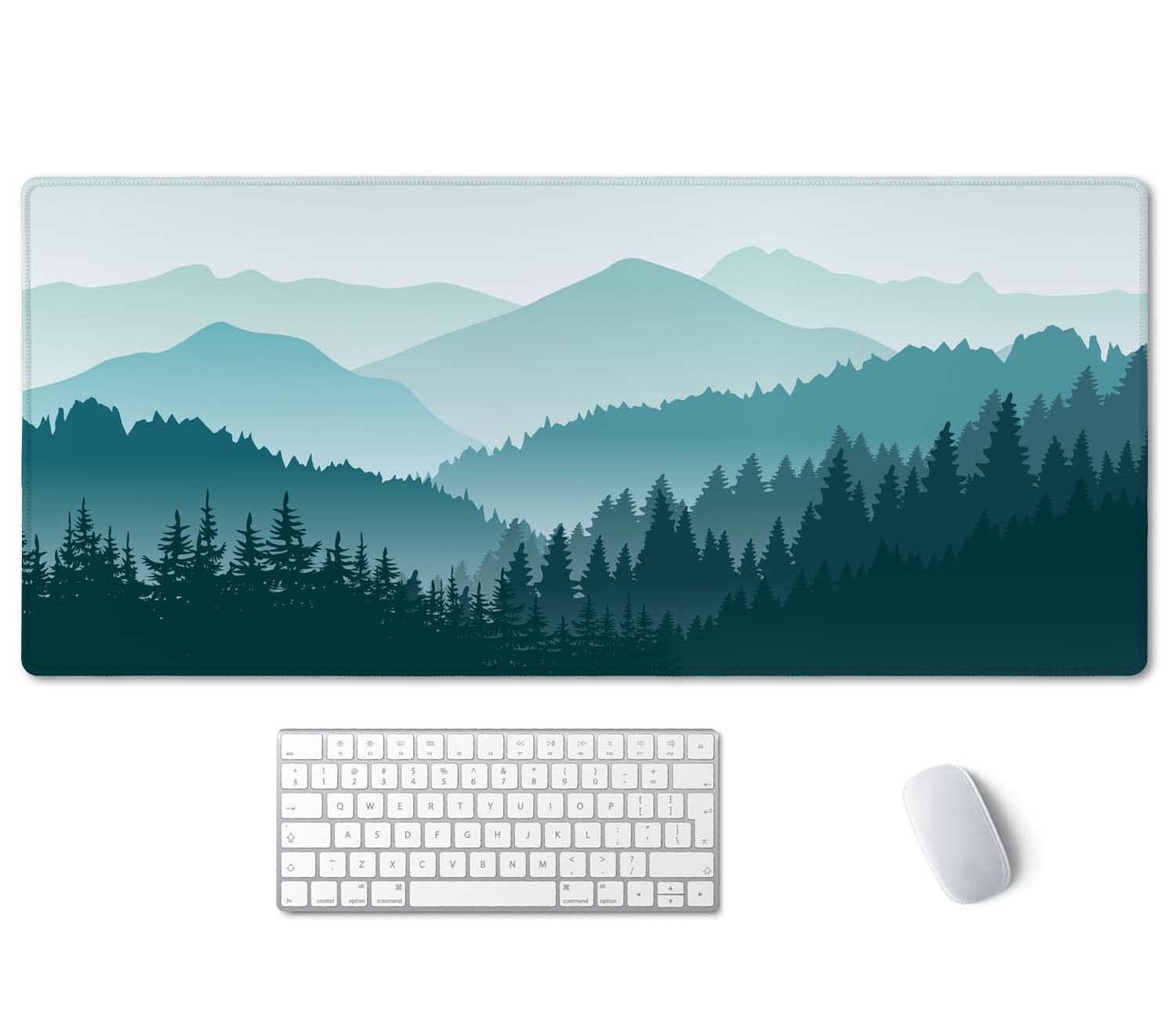Large Mouse Pad, XXL - Extended size 35.5"x15.7", Green Mountain Landscape