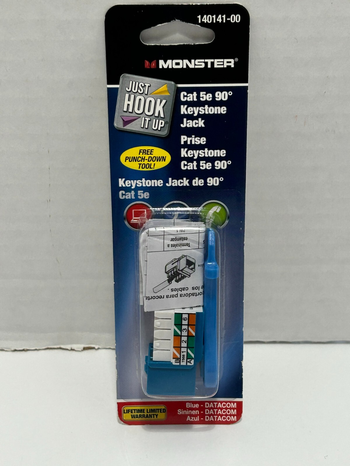 Monster Cat 5e 90-Degree Keystone Jack 140141-00 New in Package