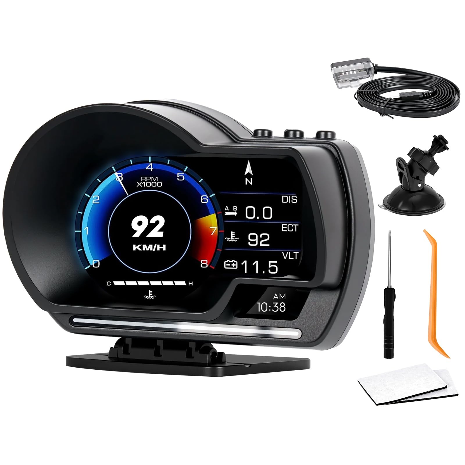 OBD2 Gauge Display, Heads Up Display for Cars, Gauge with OBD GPS Dual System...