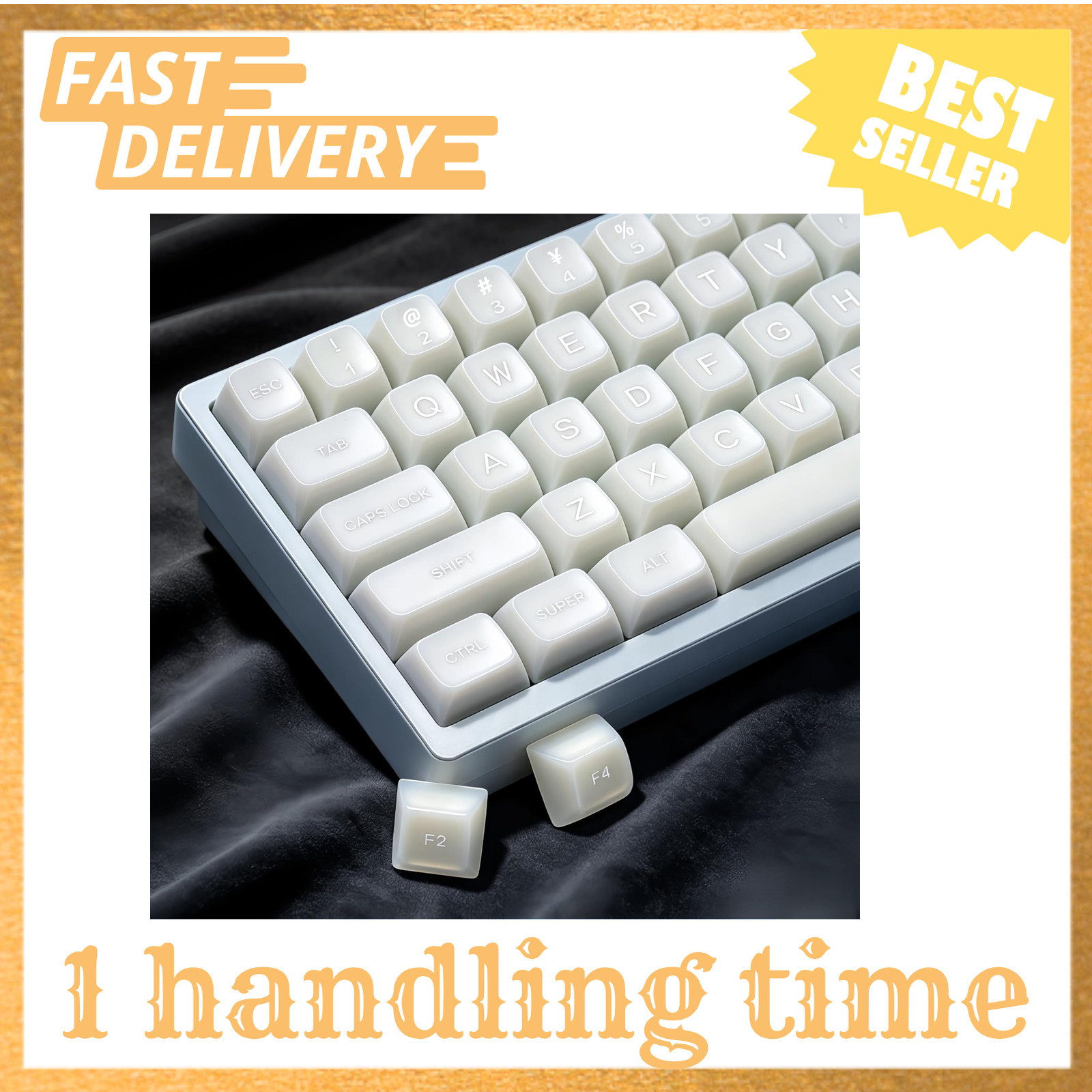 Double Shot PBT Keycaps Set, SA Profile, 140 Keys, White Color, Compatible with