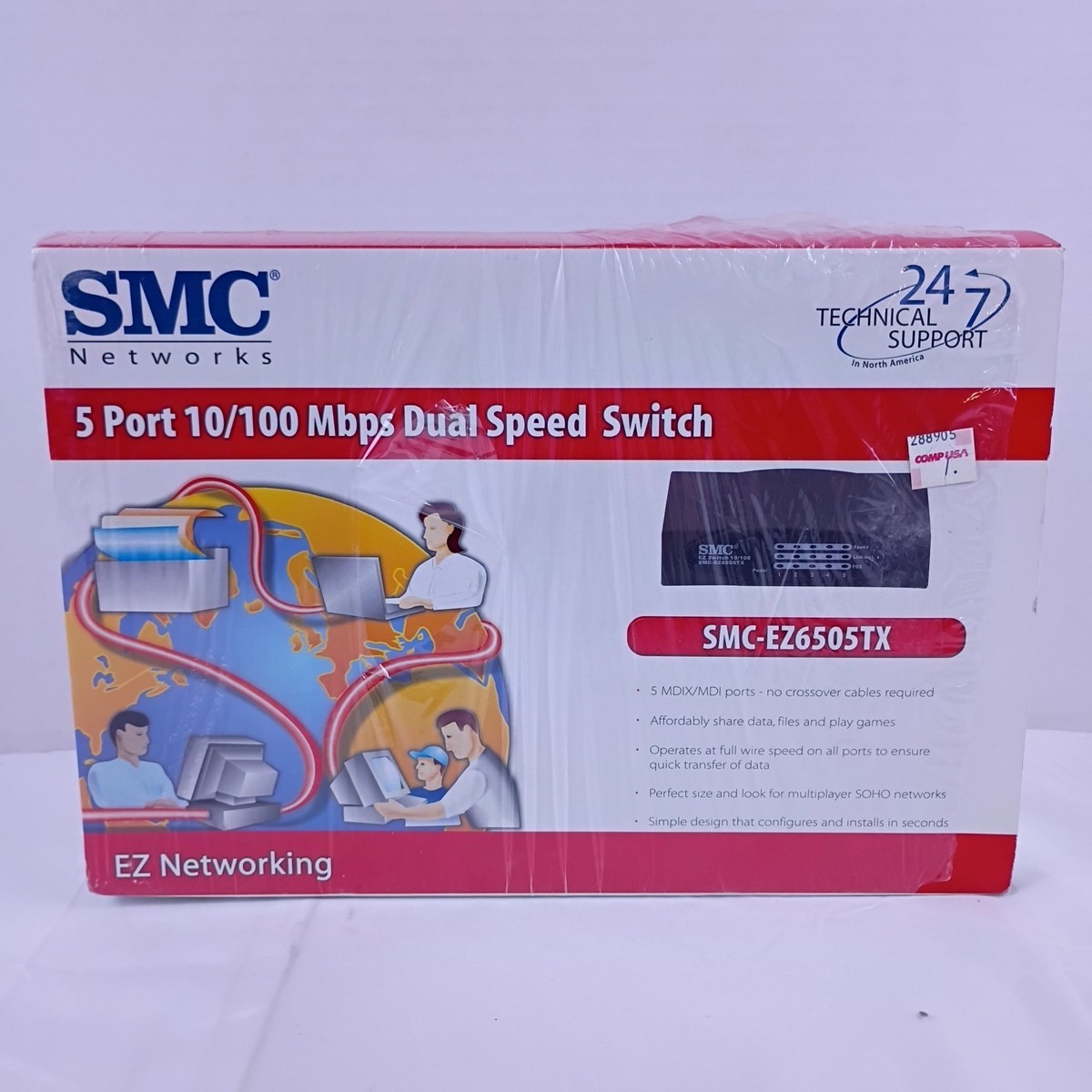 SMC Networks 5 Port 10/100 Mbps Dual Speed Switch EZ6505TX New in Box