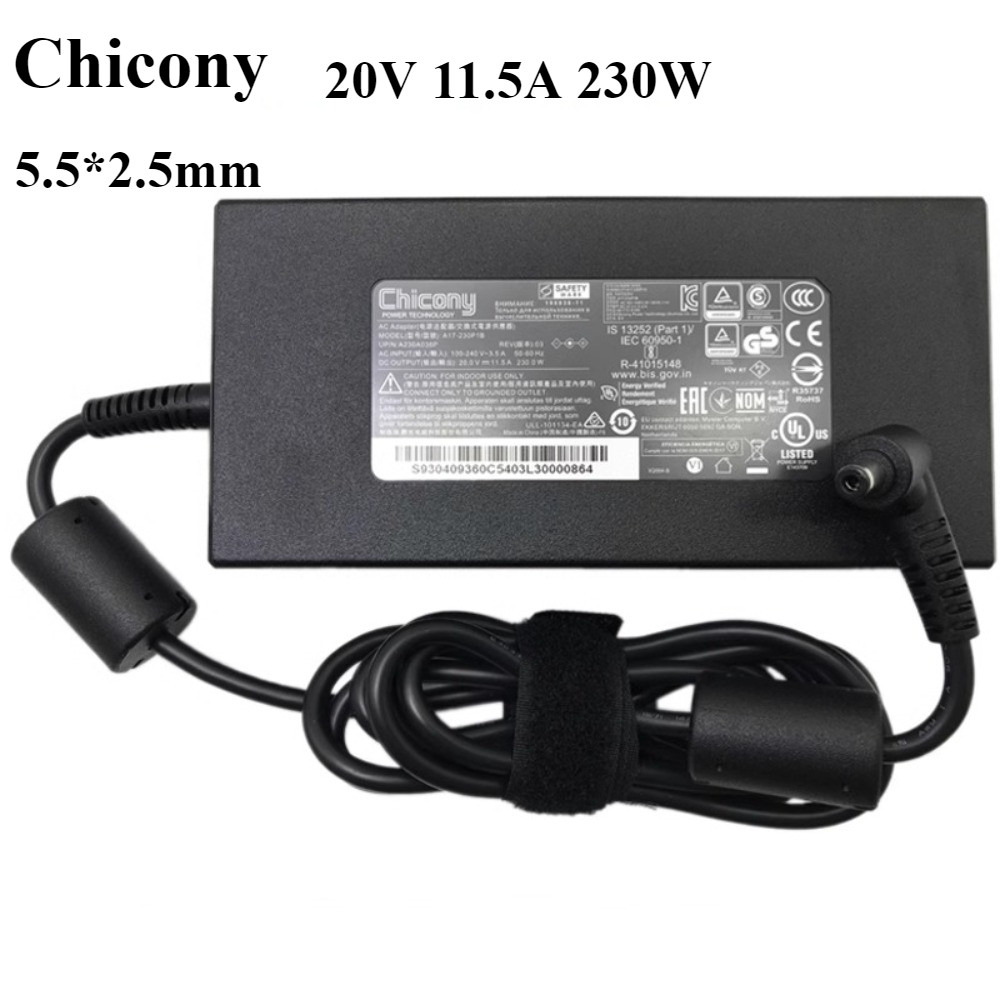 Genuine Chicony 20V 11.5A 230W for MSI WS76 11UM RTXA5000 5.5*2.5mm Charger